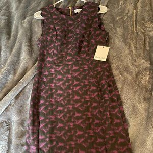 ♥ Calvin Klein Woman Size 6 Purple/Blk Abstract Sleeveless A-Line Dress Stretch